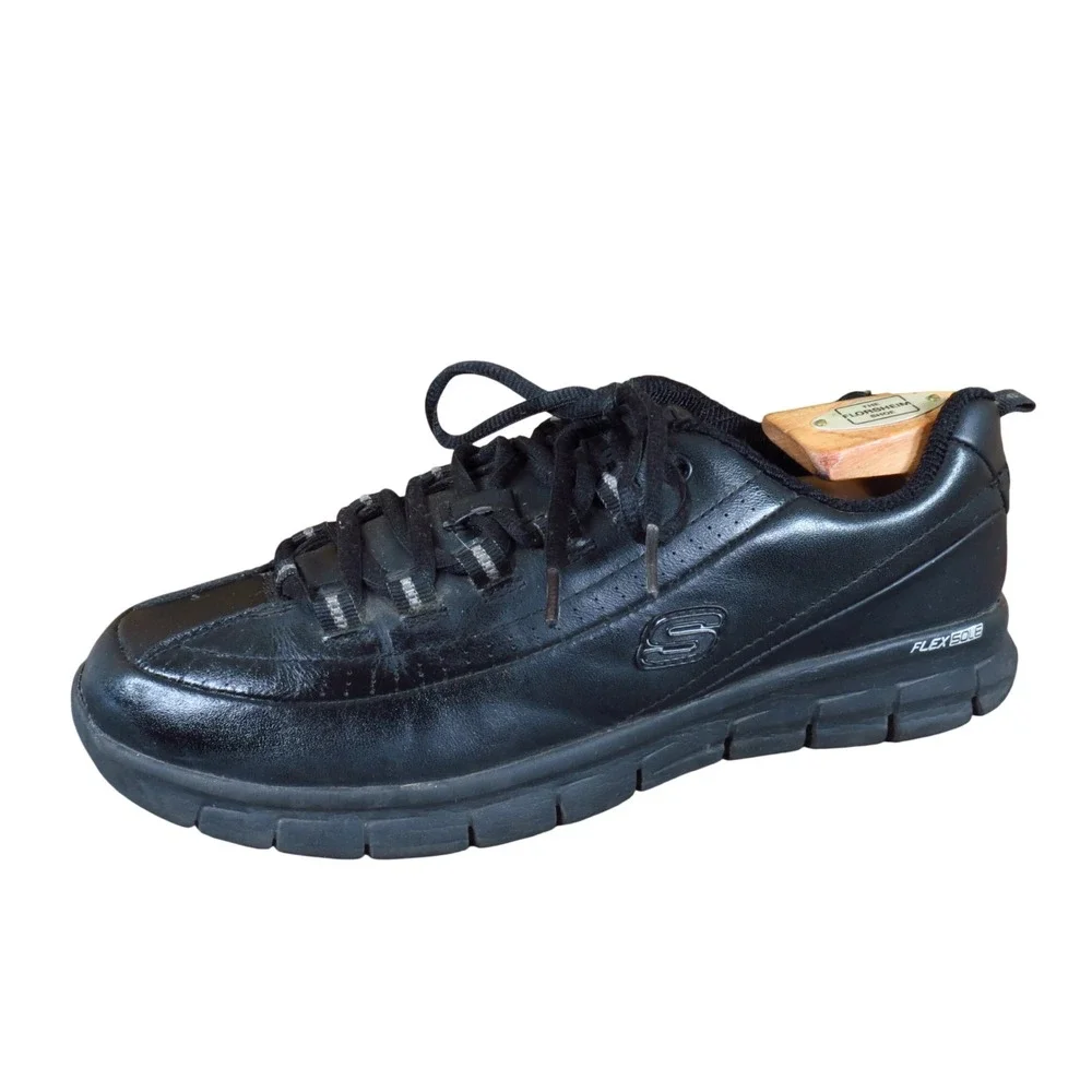 Skechers Sure Track Trickel Womens Work Sneaker 9.5 Slip Resistant Black Leather